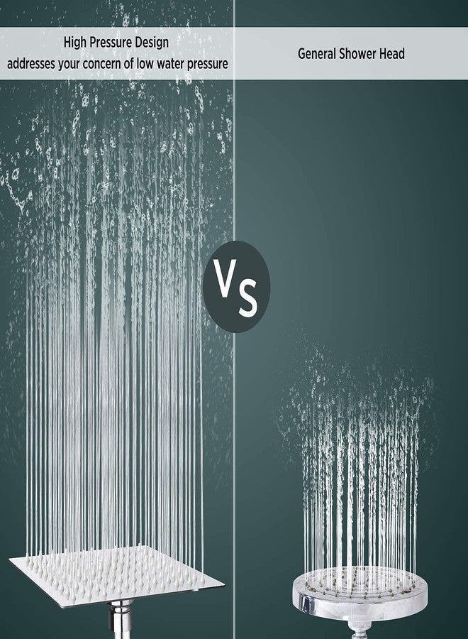 الجستو رأس دش مربع من جيستو مقاس 12 بوصة - رؤوس دش من الفولاذ المقاوم للصدأ عيار 304 بدون ذراع دش - رأس دش مطري قابل للدوران 360 درجة بلمسة نهائية من الكروم - دش علوي مقاس 12 × 12 بوصة للحمام - Image 3